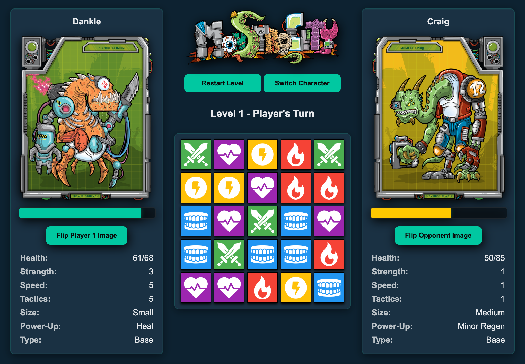 Monstrocity Match 3 RPG gameplay screenshot